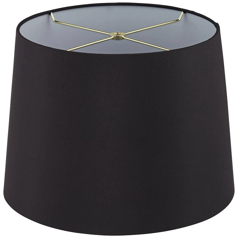 Springcrest Set of 2 Black Faux Silk Medium Drum Lamp Shades 11" Top x 13" Bottom x 9.5" Slant x 9.5" High (Spider)