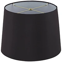 Springcrest Set of 2 Black Faux Silk Medium Drum Lamp Shades 11" Top x 13" Bottom x 9.5" Slant x 9.5" High (Spider)