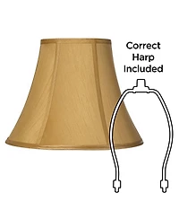 Springcrest Coppery Gold Medium Bell Lamp Shade 7" Top x 14" Bottom x 11" Slant x 10.5" High (Spider) Replacement with Harp and Fi