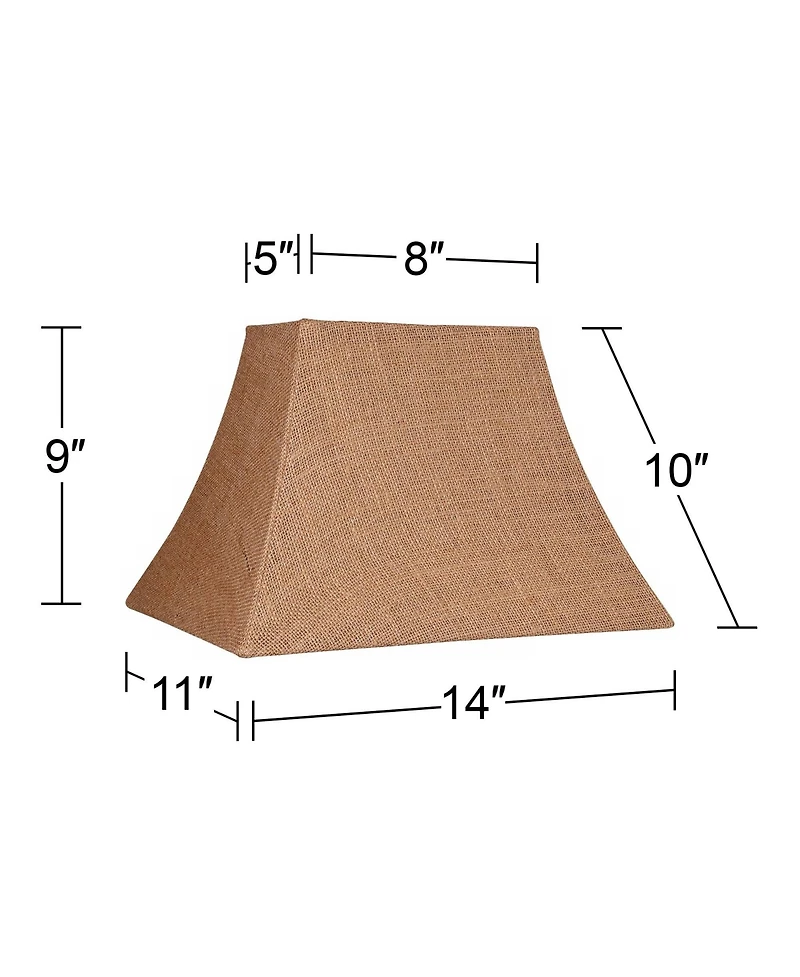 Springcrest Natural Burlap Medium Rectangle Lamp Shade 8" Wide x 5" Deep at Top and 14" Wide x 11" Deep at Bottom and 10" Sla