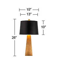 Possini Euro Design Obelisk Modern Table Lamp 26" High Gold Leaf Tapered Column Black Paper Drum Shade for Bedroom Living Room Bedside Nightstand