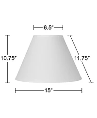 Springcrest Bright Antique White Linen Medium Lamp Shade 6.5" Top x 15" Bottom x 10.75" High x 11.75" Slant (Spider) Replacement w