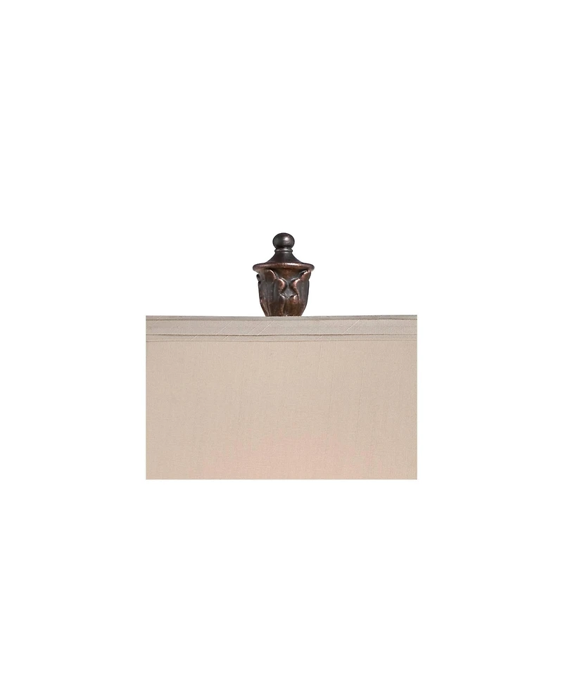 Regency Hill Exeter Traditional Table Lamps 30" Tall Set of 2 Bronze Wood Carved Leaf Cream Rectangular Bell Shade for Bedroom Living Room Bedsid