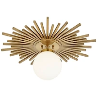 Possini Euro Design Hazel Modern Ceiling Light Semi Flush Mount Fixture 24" Wide Warm Brass White Globe Shade for Bedroom Kitchen Living Room Hal