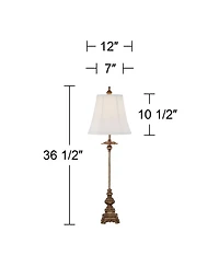 Regency Hill Juliette Traditional Buffet Table Lamps 36 1/2" Tall Set of 2 Antique Gold Ornate Base White Bell Shade for Bedroom Living Room Beds