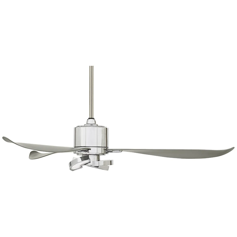 Possini Euro Design 56" Vengeance Modern Indoor Ceiling Fan 3 Blade Led Light Remote Control Chrome Finish Bedroom Living Room