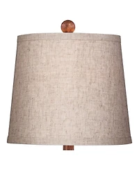 360 Lighting Fraiser Modern Accent Table Lamp 23 1/2" High Brown Faux Wood Oatmeal Drum Shade for Bedroom Living Room Bedside Nightstand Office K