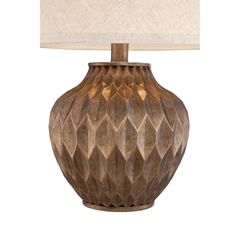 360 Lighting Buckhead Modern Accent Table Lamp 22" High Warm Bronze Brown Sculptural Geometric Drum Shade for Bedroom Living Room Bedside Nightst