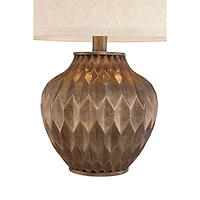 360 Lighting Buckhead Modern Accent Table Lamp 22" High Warm Bronze Brown Sculptural Geometric Drum Shade for Bedroom Living Room Bedside Nightst