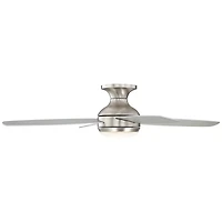 52" Casa Vieja Elite Modern Hugger Indoor Ceiling Fan with Dimmable Led Light Remote Control Brushed Nickel Opal Glass for Living Room Kitchen Ho
