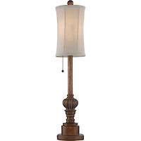 Regency Hill Traditional Buffet Table Lamps 28" Tall Set of 2 Warm Brown Wood Tone Fabric Drum Shade for Dining Room