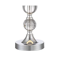 360 Lighting Solange 25" High Modern Glam Table Lamps Set of 2 Silver Finish Stacked Crystal White Shade Living Room Bedroom