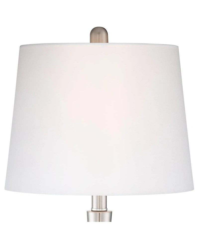 360 Lighting Serrena Modern Accent Table Lamp 23" High White Glass Brushed Nickel Metal with Nightlight Drum Shade for Bedroom Living Room House