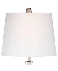 360 Lighting Serrena Modern Accent Table Lamp 23" High White Glass Brushed Nickel Metal with Nightlight Drum Shade for Bedroom Living Room House