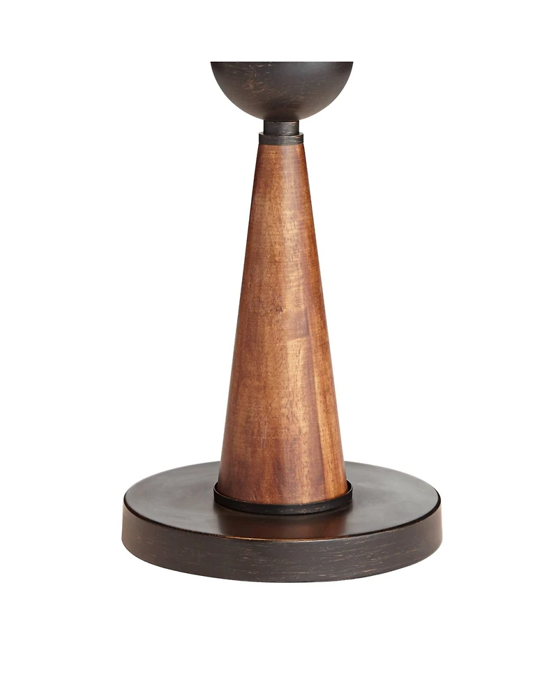 Franklin Iron Works Hunter Modern Rustic Farmhouse Table Lamp 29 3/4" Tall Cherry Wood Bronze Metal Double Drum Shade for Bedroom Living Room Hou