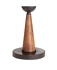 Franklin Iron Works Hunter Modern Rustic Farmhouse Table Lamp 29 3/4" Tall Cherry Wood Bronze Metal Double Drum Shade for Bedroom Living Room Hou