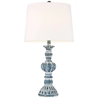Tanya Coastal Traditional Vintage like Style Table Lamps 26.5" High Set of 2 Blue Washed White Tapered Drum Shade Decor for Living Room Bedroom B