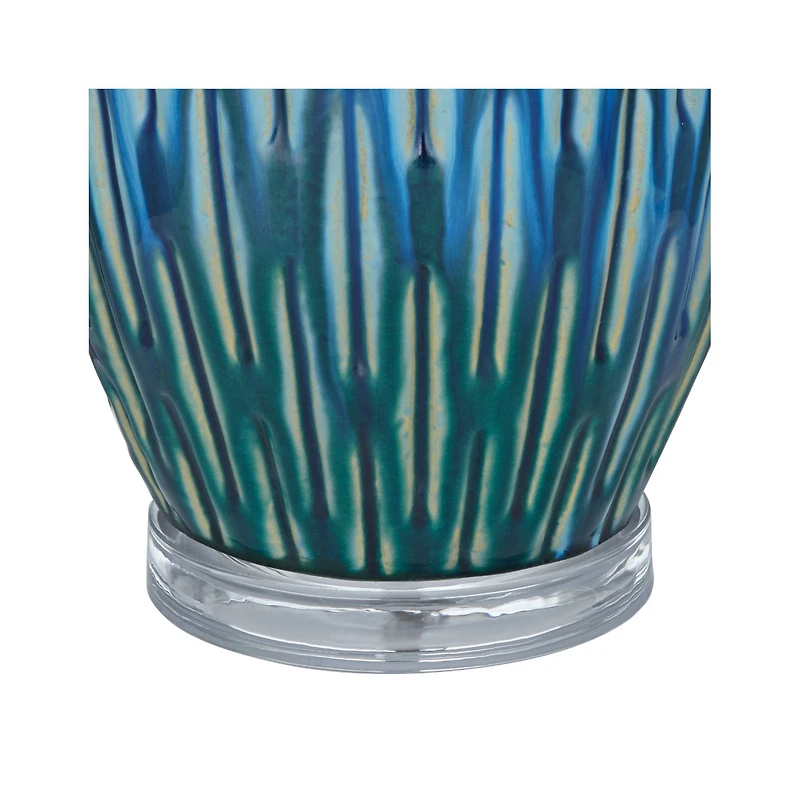 360 Lighting Selena Modern Table Lamp 28 1/2" Tall Green Blue Glaze Ceramic Oatmeal Fabric Drum Shade for Bedroom Living Room Bedside Nightstand