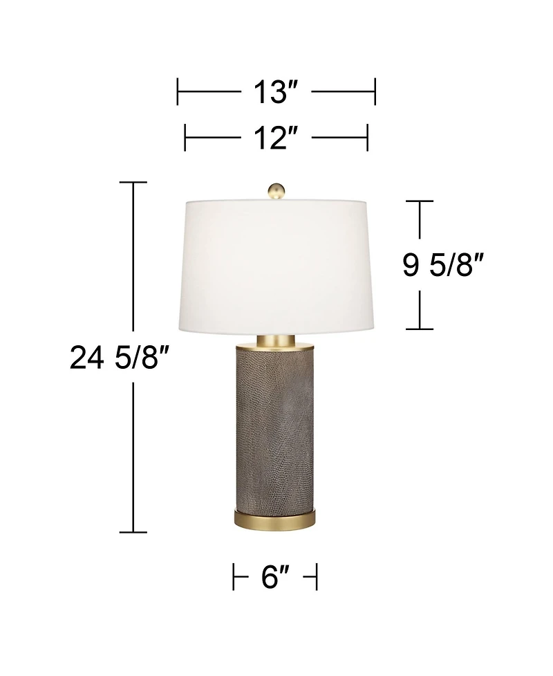 360 Lighting Gilson 24 3/4" High Modern Glam Table Lamps Set of 2 Gold Textured Gray Finish Ceramic Living Room Bedroom Bedside