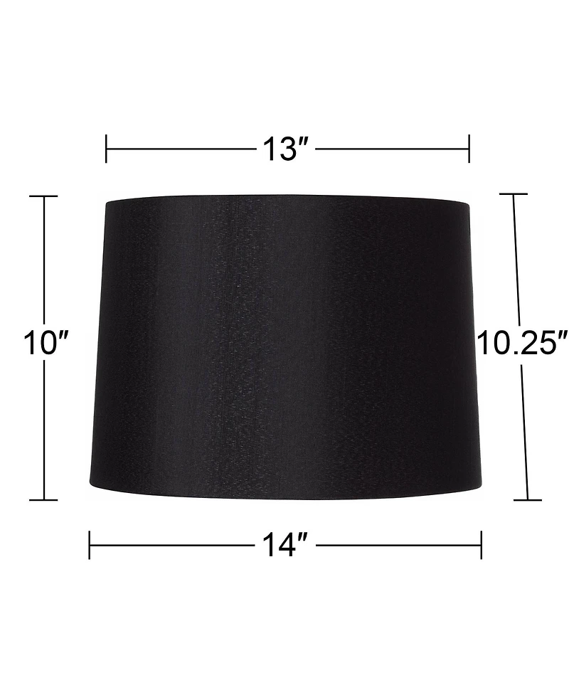 Springcrest Set of 2 Black Medium Hardback Tapered Drum Lamp Shades 13" Top x 14" Bottom x 10.25" High (Spider) Replacement with Harp a
