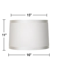 Springcrest Set of 2 Off-White Fabric Medium Drum Lamp Shades 15" Top x 16" Bottom x 11" High (Spider) Replacement with Harp and Finial