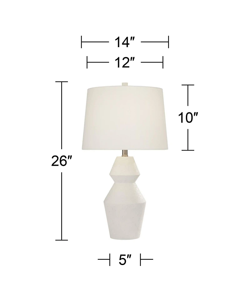 Velas 26" High Gourd Modern Coastal Table Lamps Set of 2 White Finish Fabric Shade Living Room Bedroom Bedside Nightstand House Office Home Readi