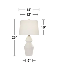 Velas 26" High Gourd Modern Coastal Table Lamps Set of 2 White Finish Fabric Shade Living Room Bedroom Bedside Nightstand House Office Home Readi