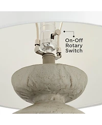 Possini Euro Design Claire 30" Tall Large Mid Century Modern Farmhouse Rustic End Table Lamp White Beige Living Room Bedside