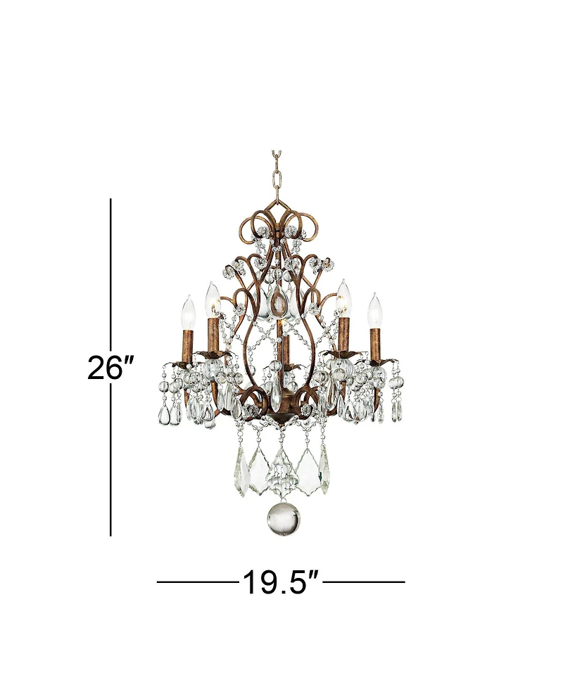 Vienna Full Spectrum Jolie Bronze Pendant Chandelier 19 1/2" Wide French Crystal Beaded 5-Light Fixture for Dining Room House Kitchen Island Bedr