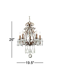 Vienna Full Spectrum Jolie Bronze Pendant Chandelier 19 1/2" Wide French Crystal Beaded 5-Light Fixture for Dining Room House Kitchen Island Bedr
