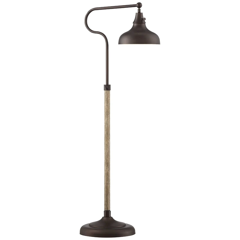 Franklin Iron Works Ferris Rustic Farmhouse Pharmacy Floor Lamp 57" Tall Bronze Faux Wood Grain Adjustable for Living Room Reading Bedroom Office