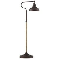 Franklin Iron Works Ferris Rustic Farmhouse Pharmacy Floor Lamp 57" Tall Bronze Faux Wood Grain Adjustable for Living Room Reading Bedroom Office