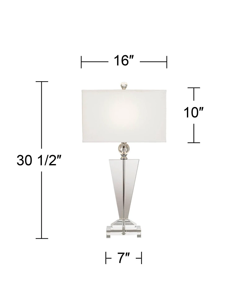 Vienna Full Spectrum Trophy Traditional Art Deco Table Lamp 30 1/2" Tall Clear Crystal Glass Off White Shade for Bedroom Living Room Bedside Offi