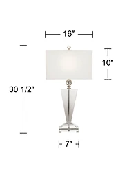 Vienna Full Spectrum Trophy Traditional Art Deco Table Lamp 30 1/2" Tall Clear Crystal Glass Off White Shade for Bedroom Living Room Bedside Offi