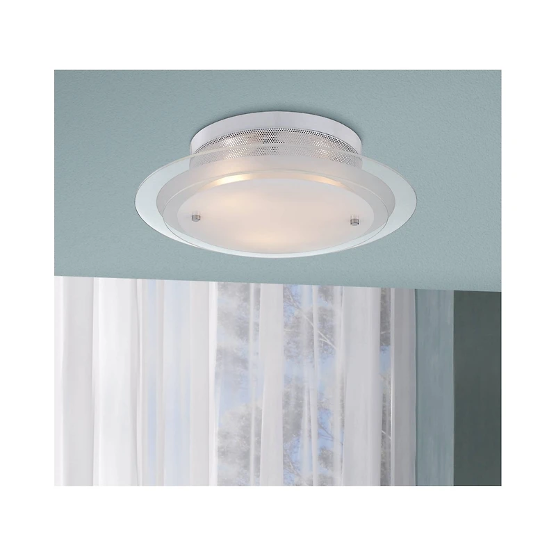 Possini Euro Design Modern Ceiling Light Flush Mount Fixture 15 3/4" Wide Gleaming White 3-Light 2-Tier Clear Frosted Glass for Bedroom Kitchen H