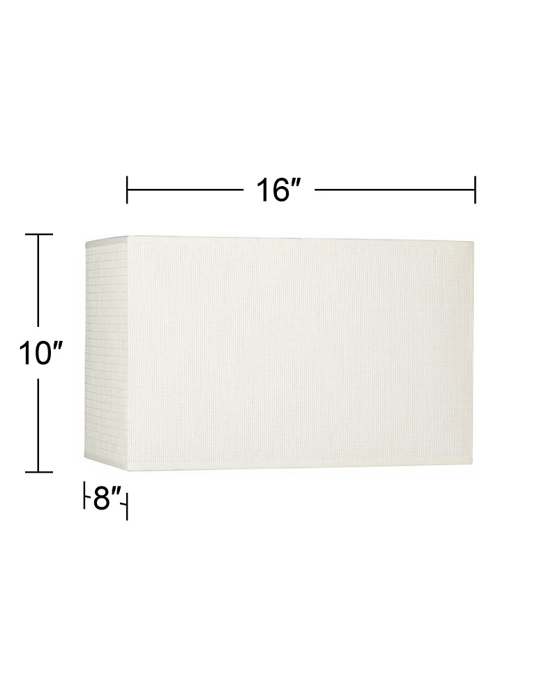 Springcrest Off-White Medium Rectangular Paper Lamp Shade 16" Wide x 8" Deep x 10" High (Spider) Replacement with Harp and Finial