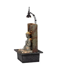 Namaste Buddha 11 1/2" High Small Zen Asian Indoor Decor Faux Stone Tabletop Fountain with Light Led Desk
