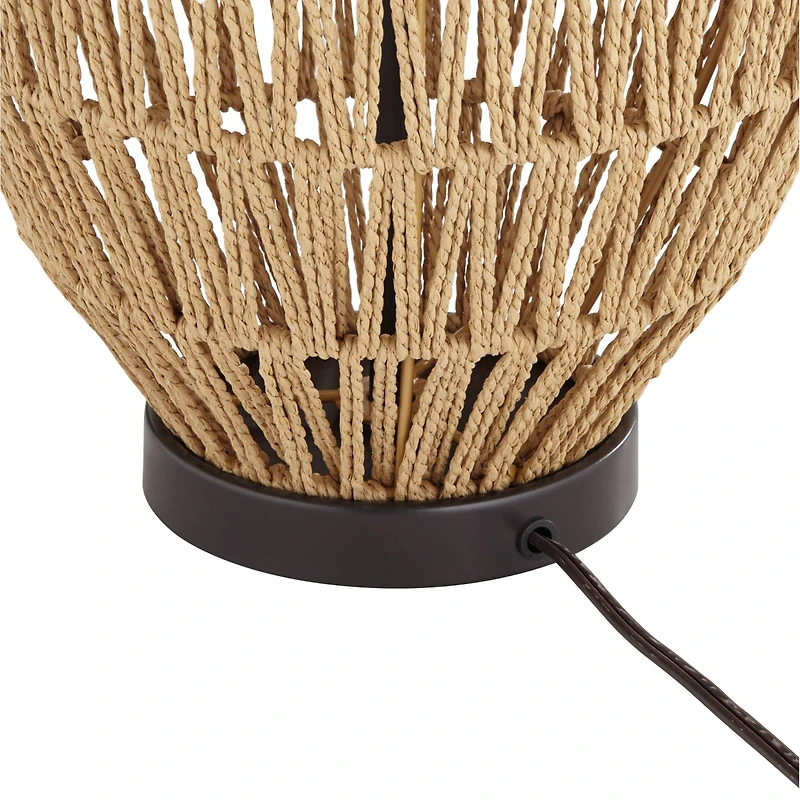 360 Lighting San Marcos Modern Coastal Table Lamp 27" Tall Natural Wicker Oatmeal Drum Shade for Bedroom Living Room Bedside Nightstand Office Ki