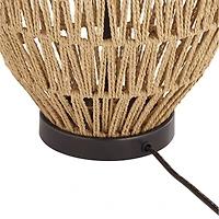 360 Lighting San Marcos Modern Coastal Table Lamp 27" Tall Natural Wicker Oatmeal Drum Shade for Bedroom Living Room Bedside Nightstand Office Ki