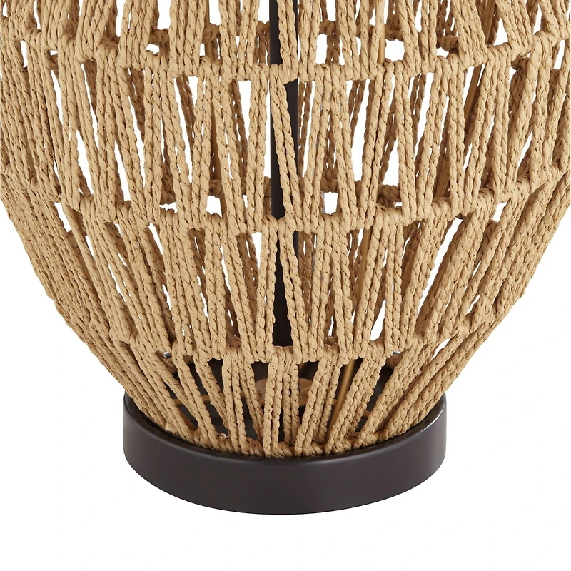360 Lighting San Marcos Modern Coastal Table Lamp 27" Tall Natural Wicker Oatmeal Drum Shade for Bedroom Living Room Bedside Nightstand Office Ki