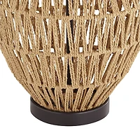 360 Lighting San Marcos Modern Coastal Table Lamp 27" Tall Natural Wicker Oatmeal Drum Shade for Bedroom Living Room Bedside Nightstand Office Ki
