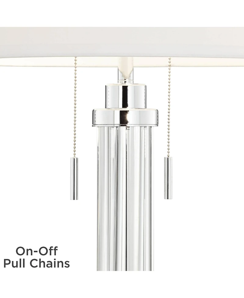 Possini Euro Design Cadence Modern Table Lamp 30" Tall Glass Column White Shade for Bedroom Living Room Bedside Nightstand Office Family House Ho