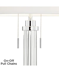 Possini Euro Design Cadence Modern Table Lamp 30" Tall Glass Column White Shade for Bedroom Living Room Bedside Nightstand Office Family House Ho