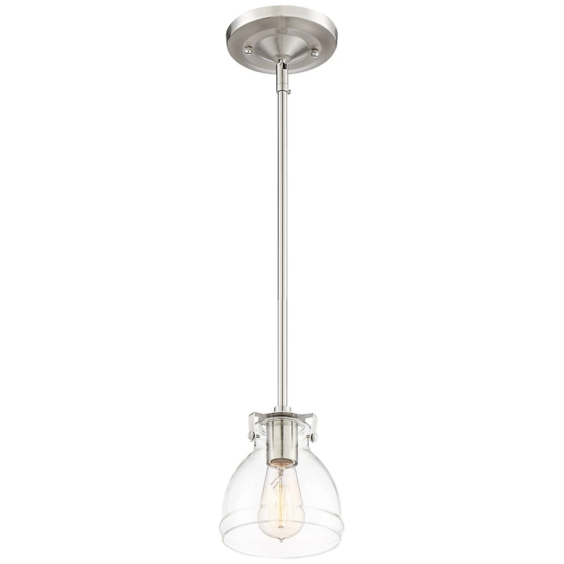 Possini Euro Design Bellis Brushed Nickel Mini Pendant Light 6 1/2" Wide Modern Industrial Clear Glass Shade for Dining Room Home Foyer Kitchen I