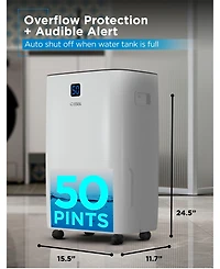 Dehumidifier, 50 Pint Dehumidifier,Portable Dehumidifier with Continuous Drainage 4500 Sq. Ft