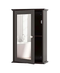 Bathroom Wall Cabinet Single Mirror Door Cupboard Storage Medicine Wood Shelf
