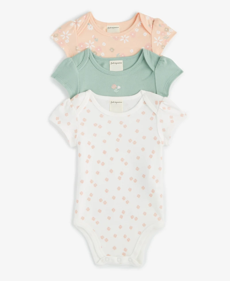 Baby Girls Secret Garden Cotton Bodysuits, 3 Pack, Exclusively at Macy's