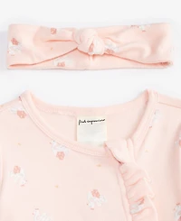 Baby Girls Tiny Dancer Cotton Footed Coverall & Headband, 2 Piece Set, Exclusively at Macy's
