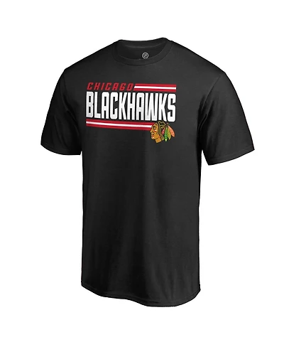 Fanatics Men's Black Chicago Blackhawks Iconic Collection On Side Stripe T-Shirt