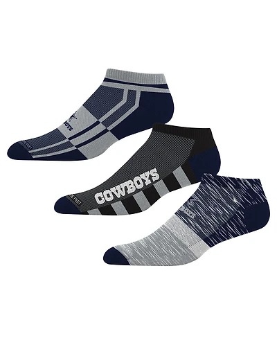 For Bare Feet Dallas Cowboys Stripe Stack Three-Pack No Show Sock Set